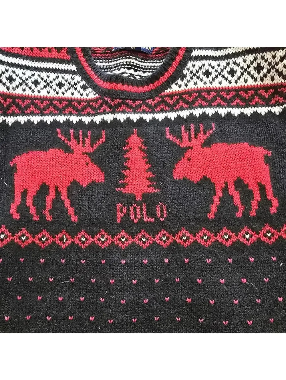 Polo Ralph Lauren Boys Sweater Moose Christmas Fair Isle Holiday Size 7